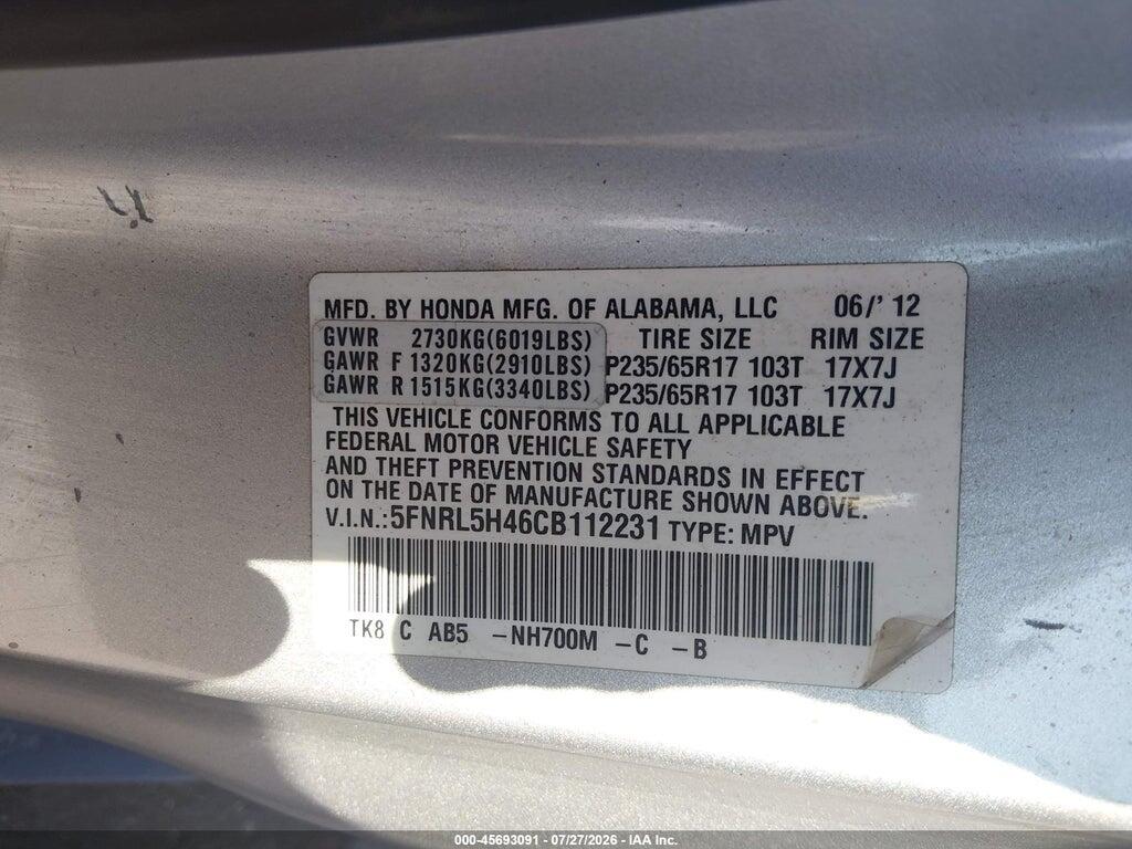 5FNRL5H46CB112231 2012 HONDA ODYSSEY photo no. 9