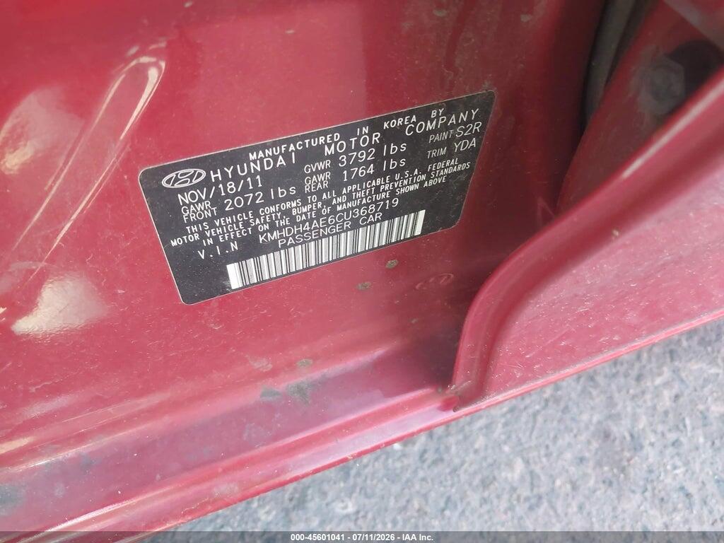 KMHDH4AE6CU368719 2012 HYUNDAI ELANTRA photo no. 9