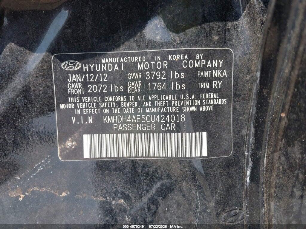 KMHDH4AE5CU424018 2012 HYUNDAI ELANTRA photo no. 9