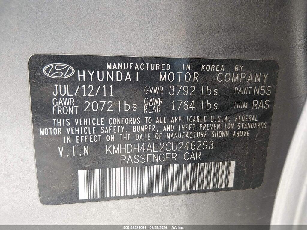 KMHDH4AE2CU246293 2012 HYUNDAI ELANTRA photo no. 9
