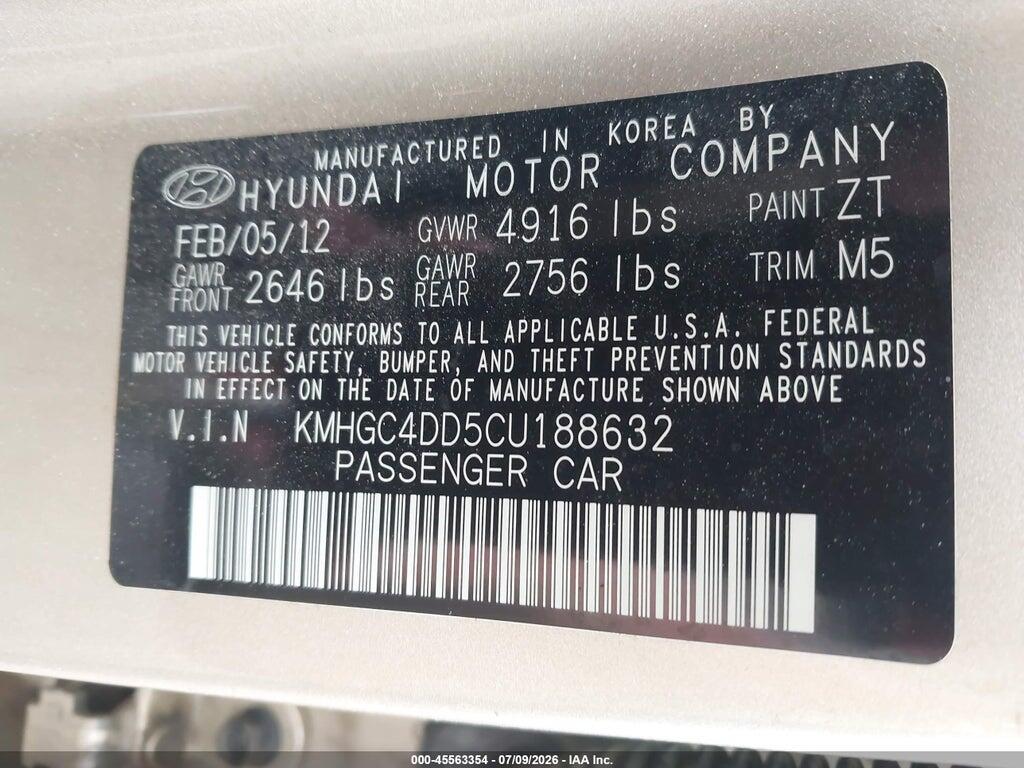KMHGC4DD5CU188632 2012 HYUNDAI GENESIS photo no. 9
