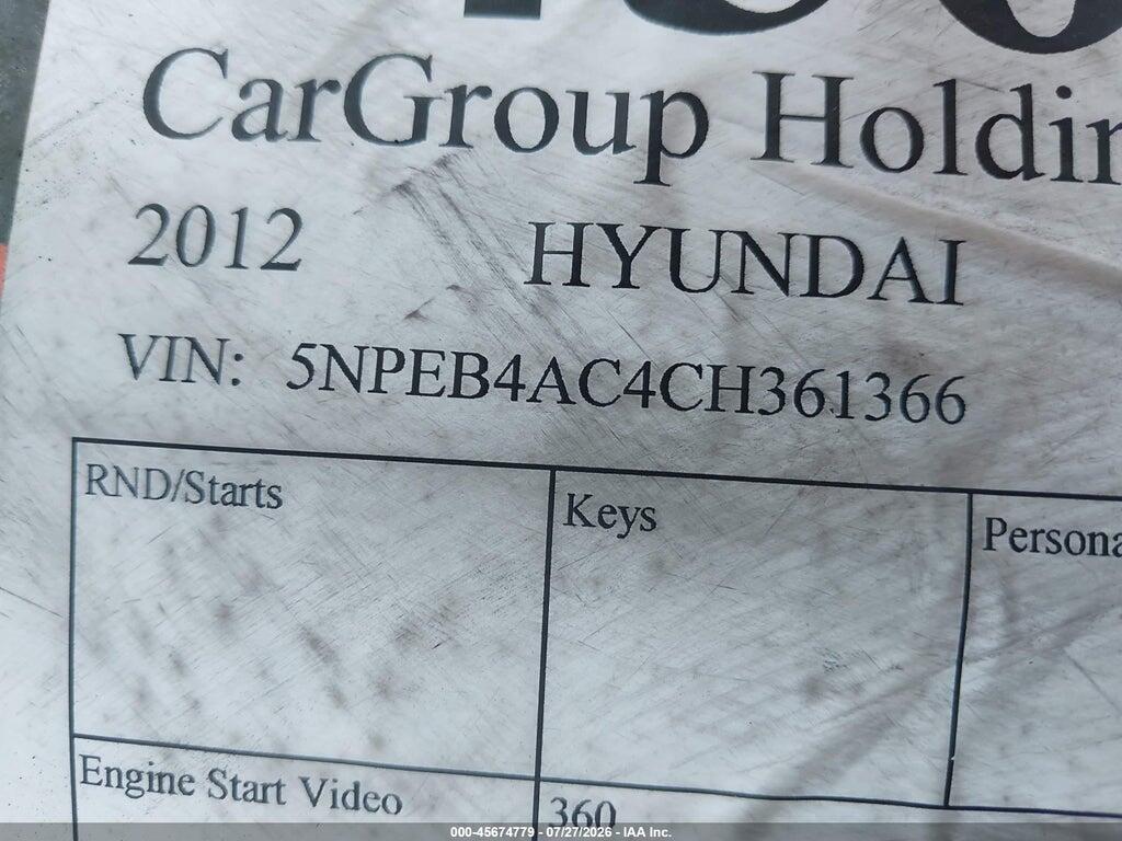 5NPEB4AC4CH361366 2012 HYUNDAI SONATA photo no. 9
