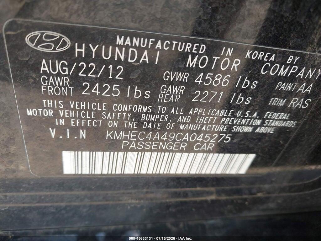 KMHEC4A49CA045275 2012 HYUNDAI SONATA HYBRID photo no. 9