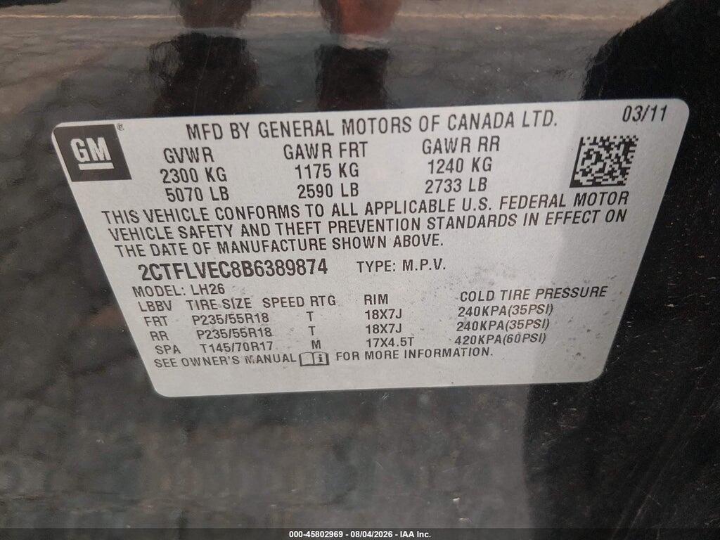 2CTFLVEC8B6389874 2011 GMC TERRAIN photo no. 9