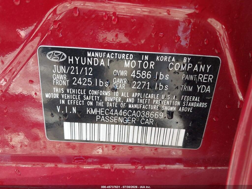 KMHEC4A46CA038669 2012 HYUNDAI SONATA HYBRID photo no. 9