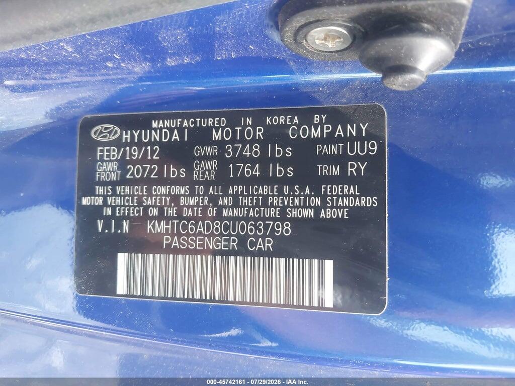 KMHTC6AD8CU063798 2012 HYUNDAI VELOSTER photo no. 9