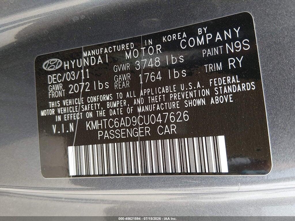 KMHTC6AD9CU047626 2012 HYUNDAI VELOSTER photo no. 9