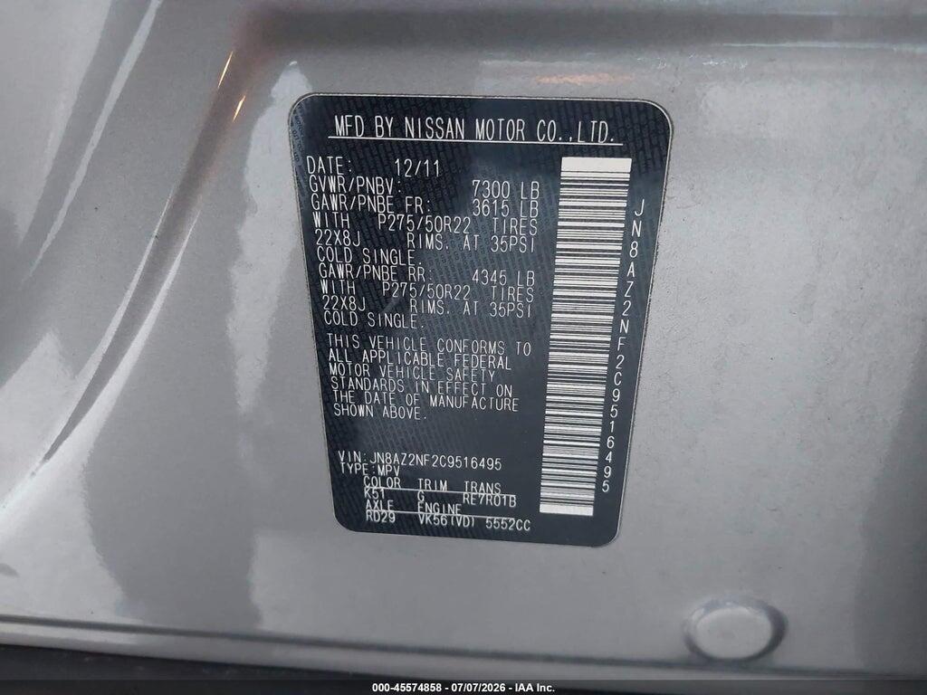 JN8AZ2NF2C9516495 2012 INFINITI QX56 photo no. 9