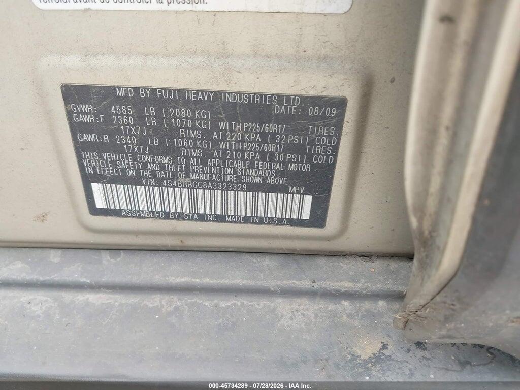 4S4BRBGC8A3323329 2010 SUBARU OUTBACK photo no. 9