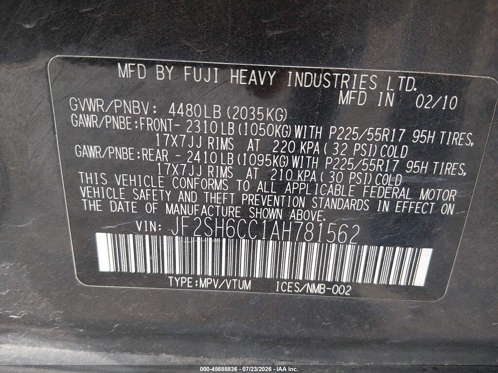JF2SH6CC1AH781562 2010 SUBARU FORESTER photo no. 9