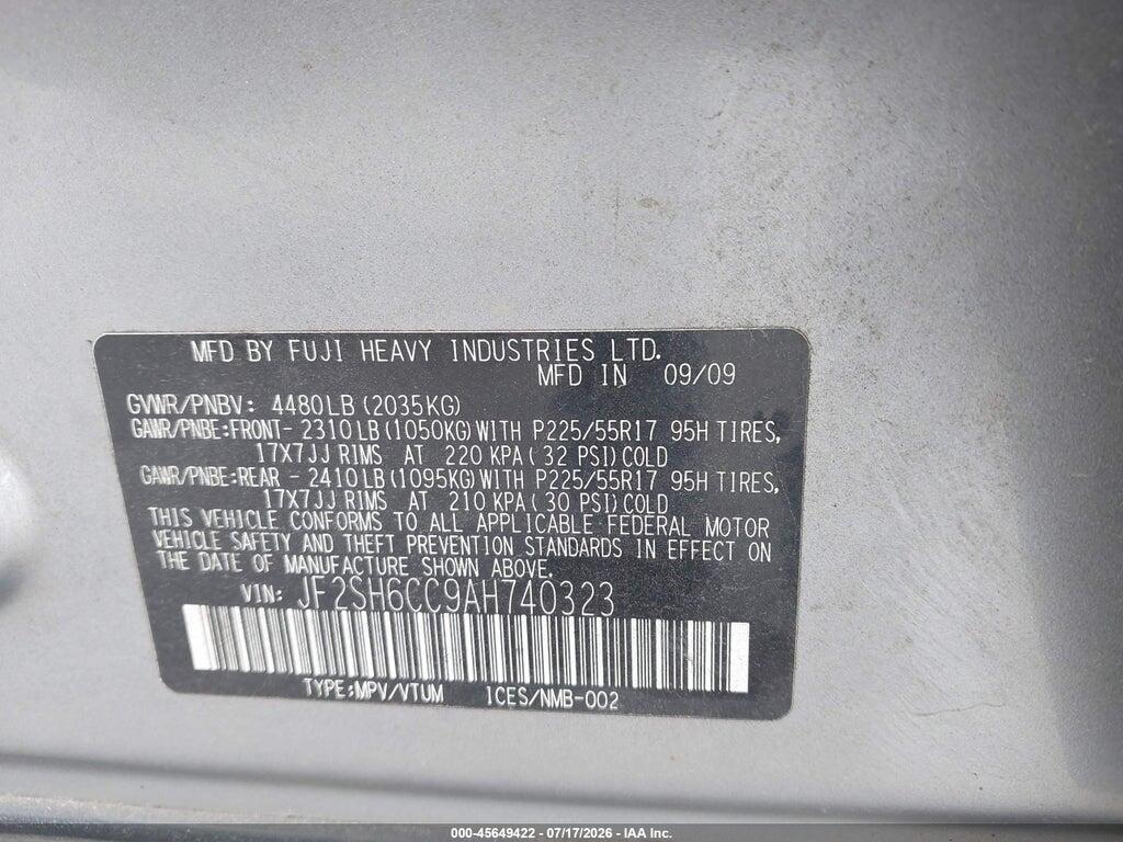 JF2SH6CC9AH740323 2010 SUBARU FORESTER photo no. 9
