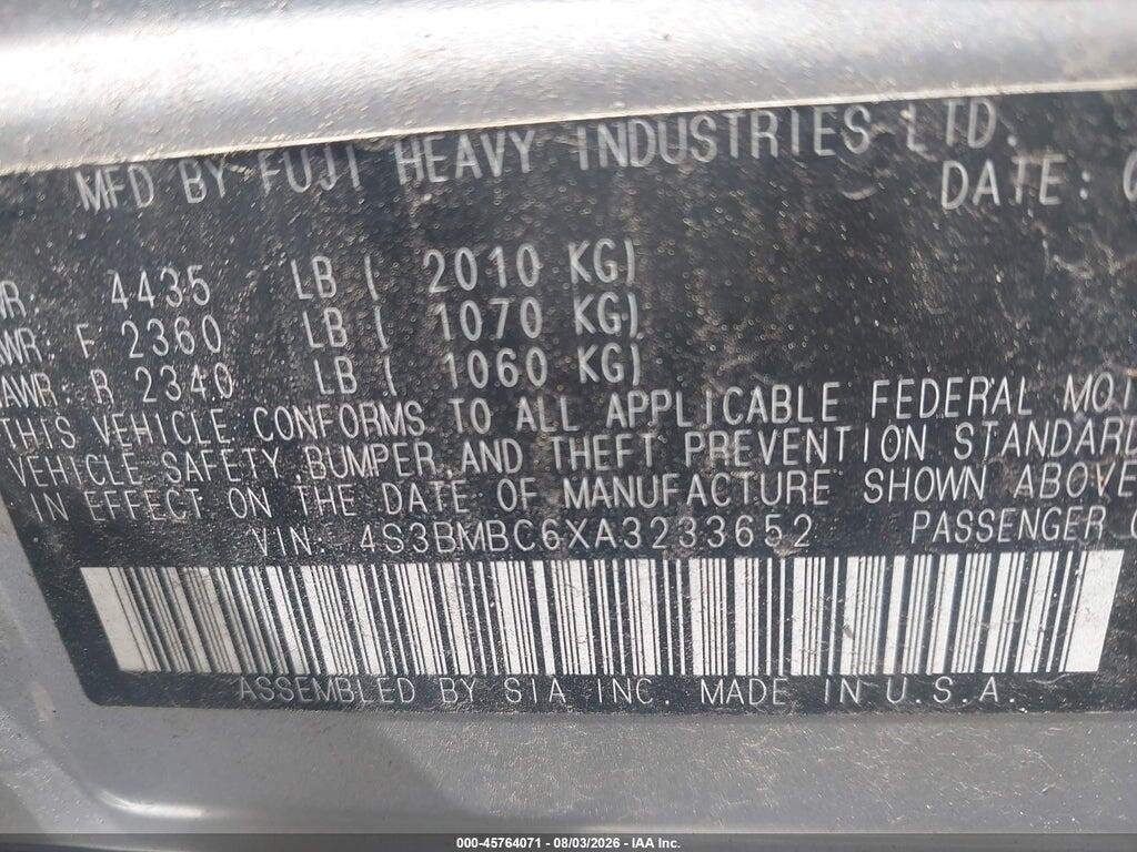 4S3BMBC6XA3233652 2010 SUBARU LEGACY photo no. 9