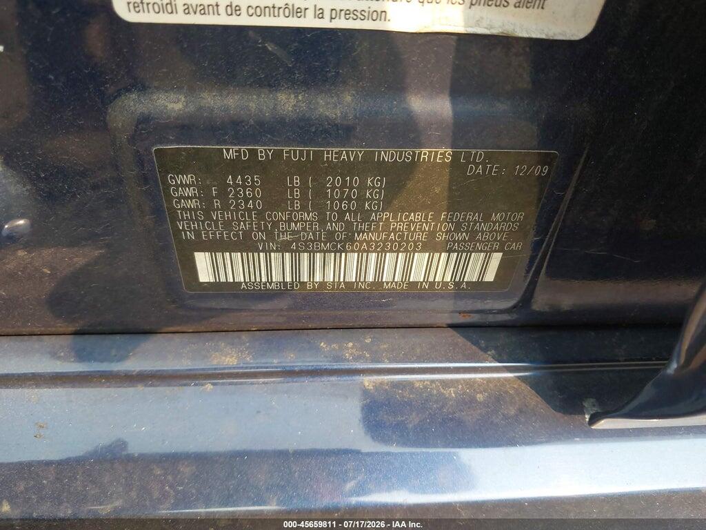 4S3BMCK60A3230203 2010 SUBARU LEGACY photo no. 9