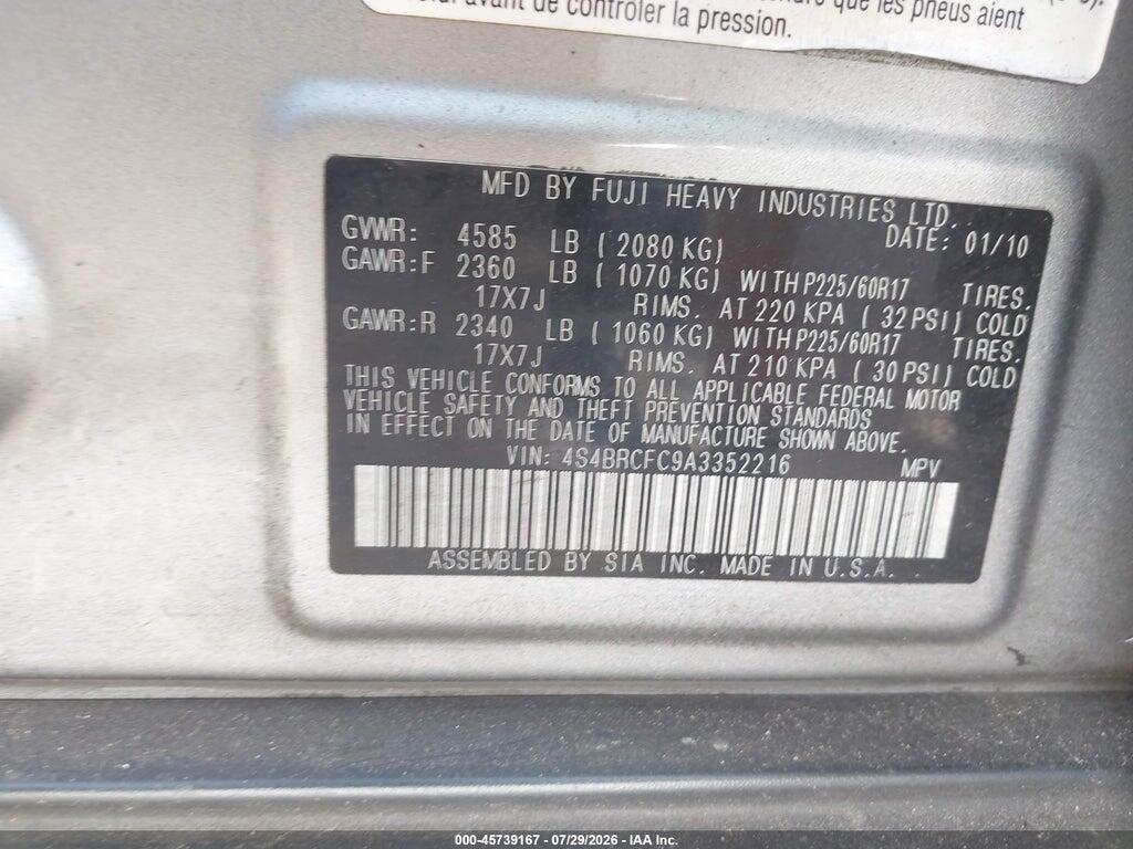 4S4BRCFC9A3352216 2010 SUBARU OUTBACK photo no. 9