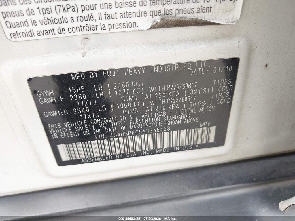 4S4BRBFC9A3356468 2010 SUBARU OUTBACK photo no. 9