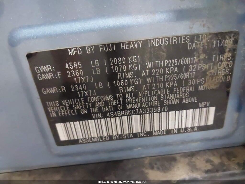 4S4BRBKC7A3339870 2010 SUBARU OUTBACK photo no. 9