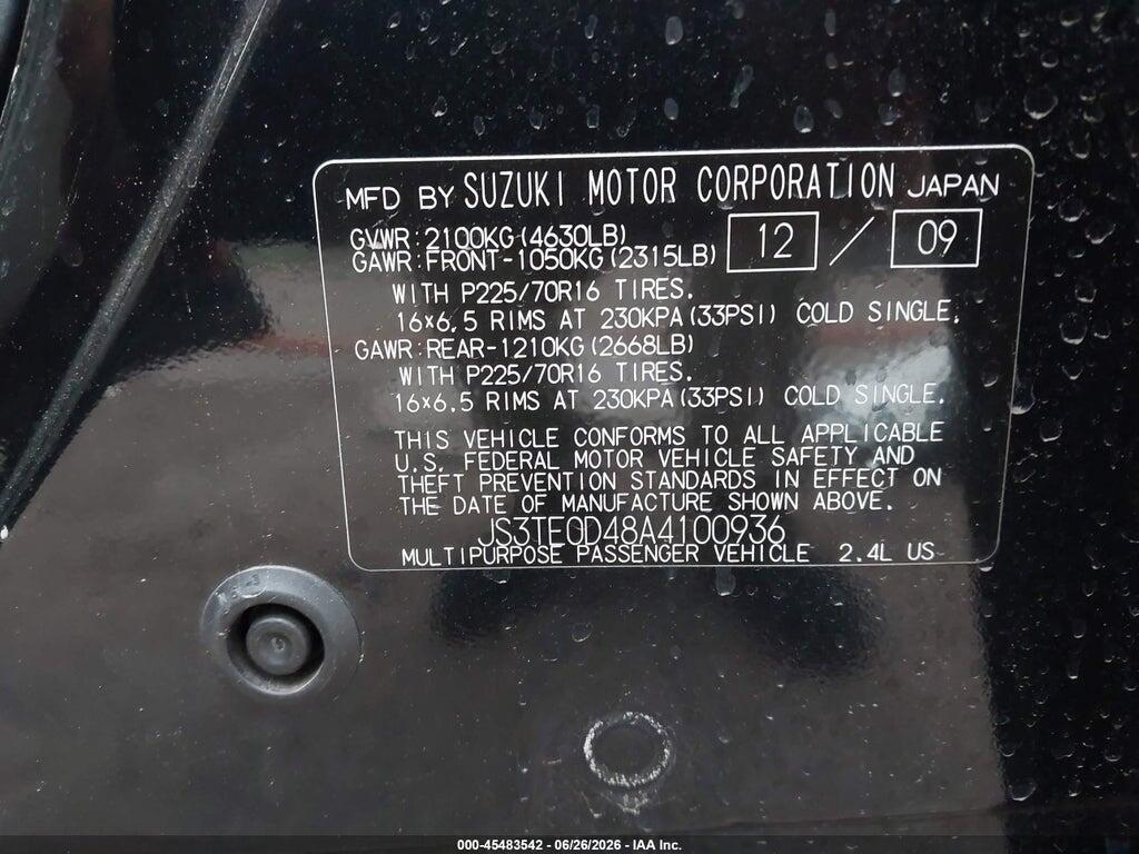 JS3TE0D48A4100936 2010 SUZUKI GRAND VITARA photo no. 9