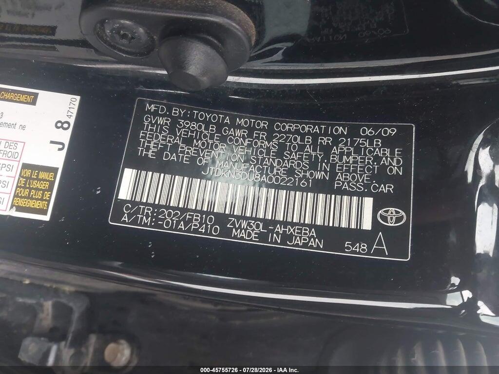 JTDKN3DU8A0022161 2010 TOYOTA PRIUS photo no. 9