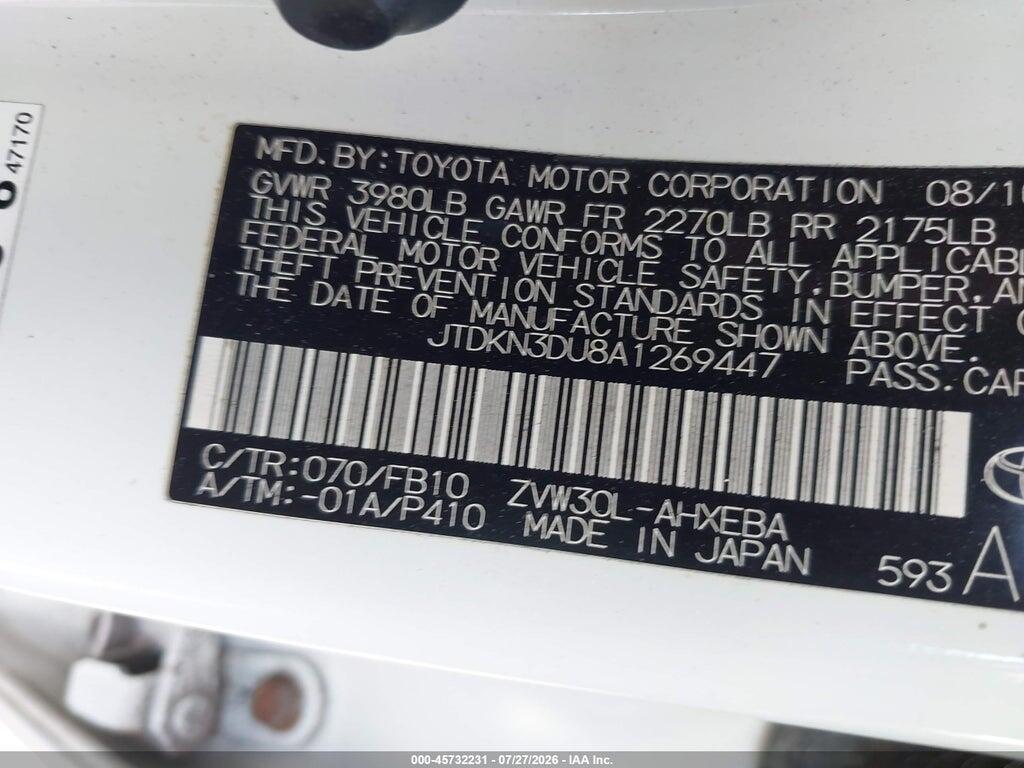 JTDKN3DU8A1269447 2010 TOYOTA PRIUS photo no. 9