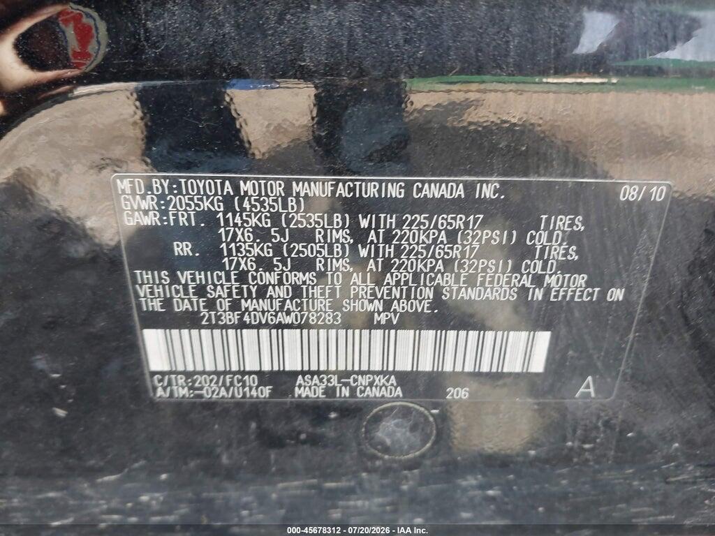 2T3BF4DV6AW078283 2010 TOYOTA RAV4 photo no. 9