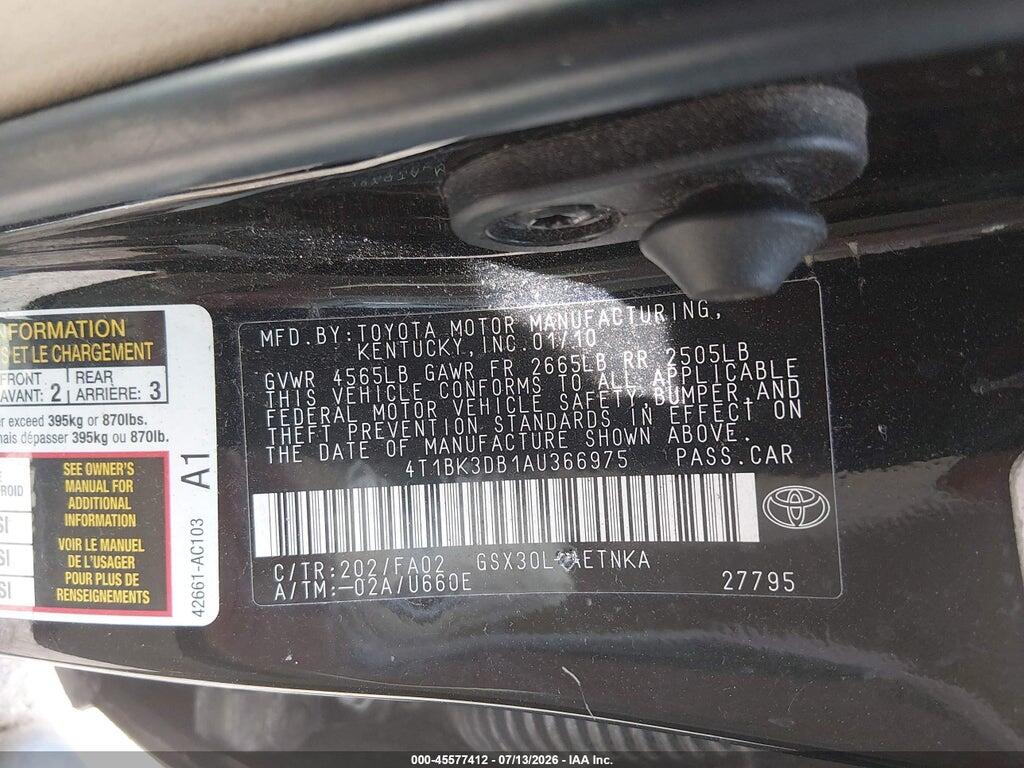 4T1BK3DB1AU366975 2010 TOYOTA AVALON photo no. 9