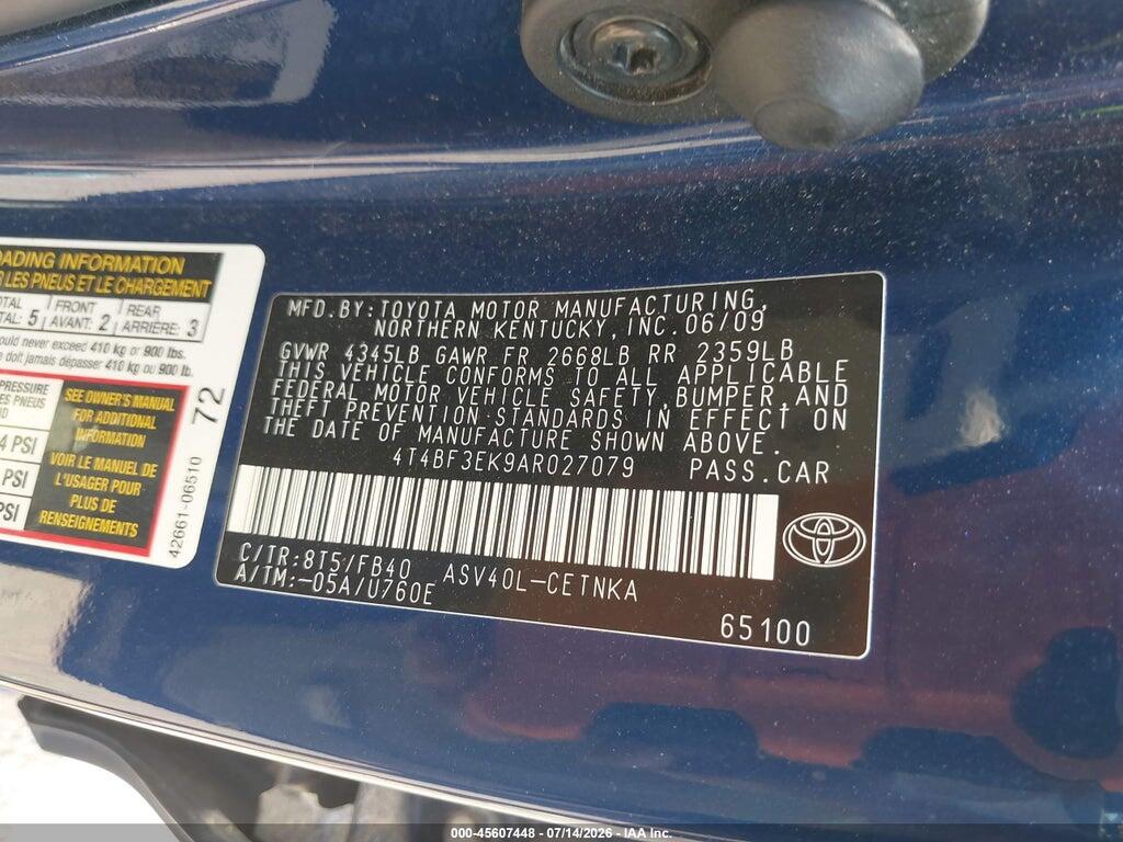 4T4BF3EK9AR027079 2010 TOYOTA CAMRY photo no. 9