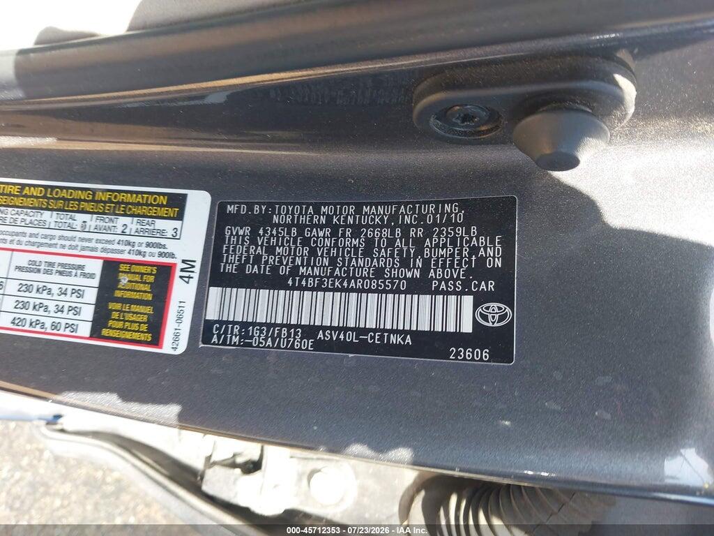 4T4BF3EK4AR085570 2010 TOYOTA CAMRY photo no. 9