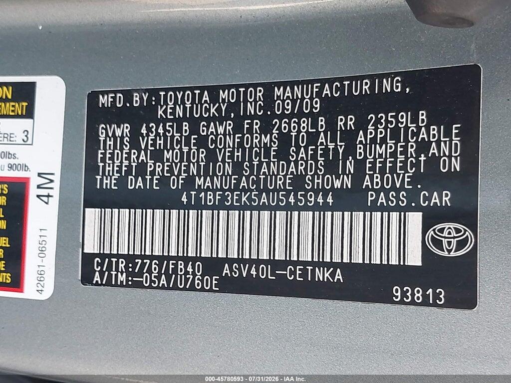 4T1BF3EK5AU545944 2010 TOYOTA CAMRY photo no. 9