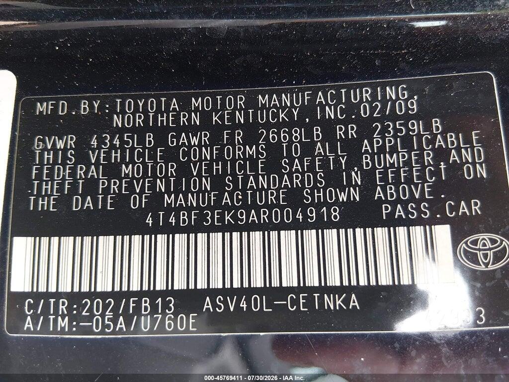 4T4BF3EK9AR004918 2010 TOYOTA CAMRY photo no. 9