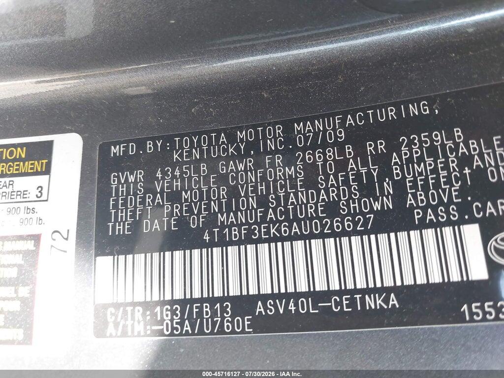 4T1BF3EK6AU026627 2010 TOYOTA CAMRY photo no. 9