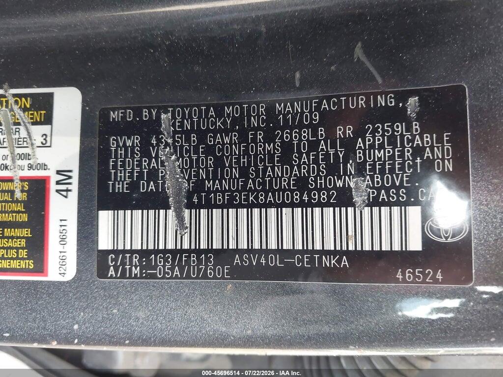 4T1BF3EK8AU084982 2010 TOYOTA CAMRY photo no. 9