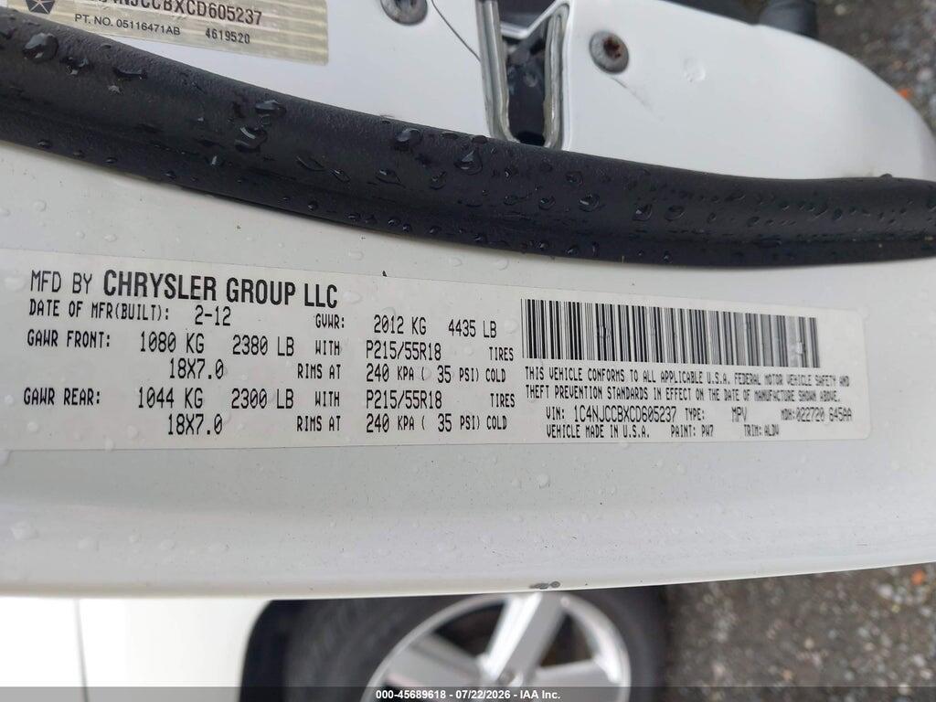 1C4NJCCBXCD605237 2012 JEEP COMPASS photo no. 9