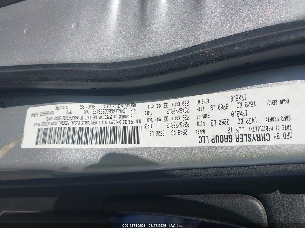 1C4RJFAG8CC359473 2012 JEEP GRAND CHEROKEE photo no. 9