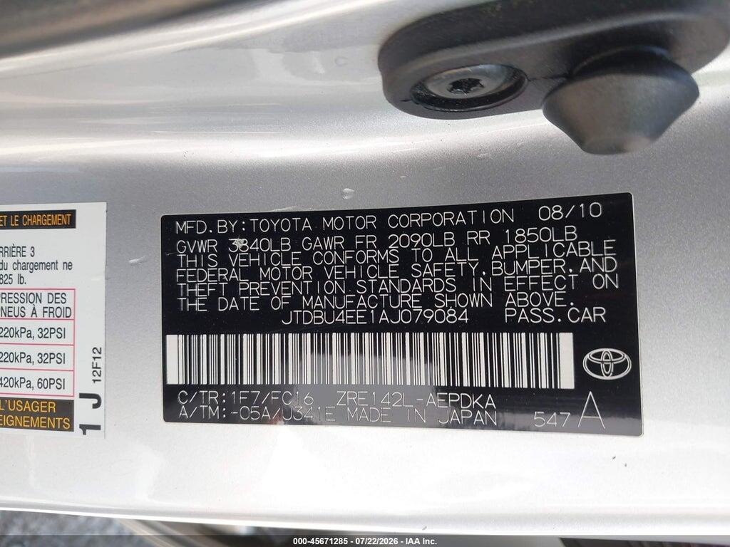 JTDBU4EE1AJ079084 2010 TOYOTA COROLLA photo no. 9