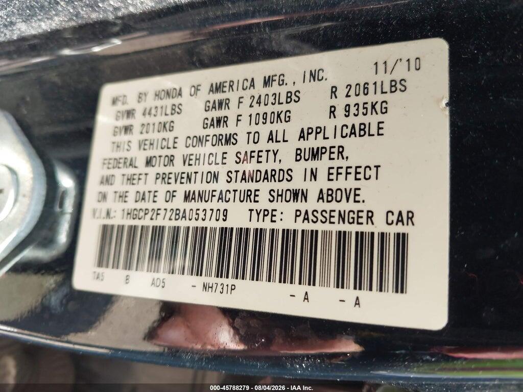 1HGCP2F72BA053709 2011 HONDA ACCORD photo no. 9