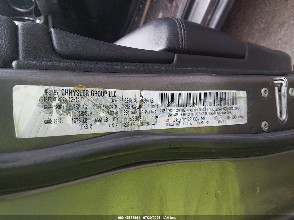 1C4RJFAG4CC214334 2012 JEEP GRAND CHEROKEE photo no. 9