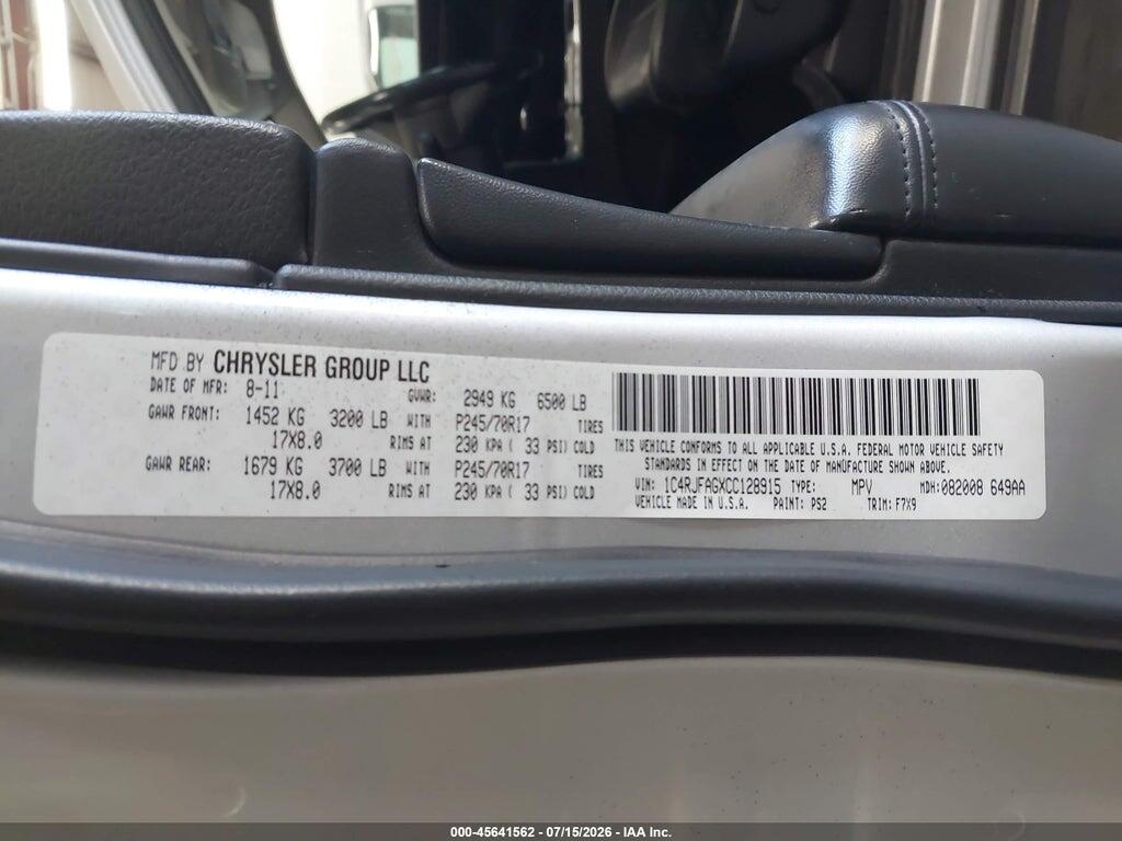 1C4RJFAGXCC128915 2012 JEEP GRAND CHEROKEE photo no. 9