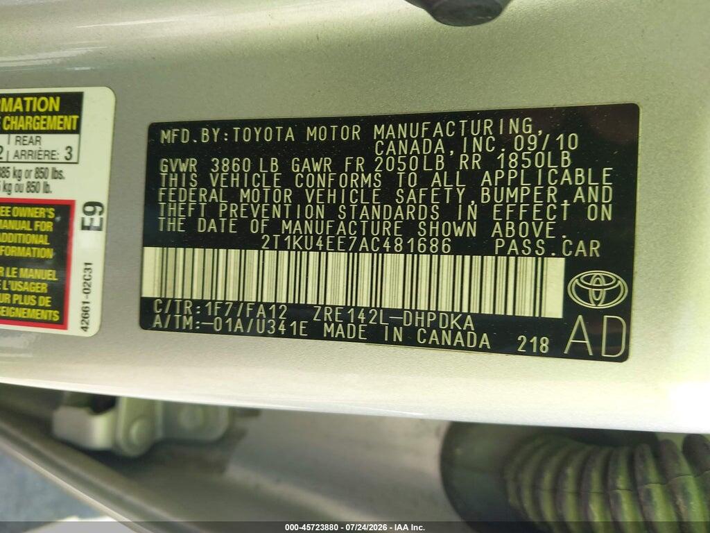 2T1KU4EE7AC481686 2010 TOYOTA MATRIX photo no. 9
