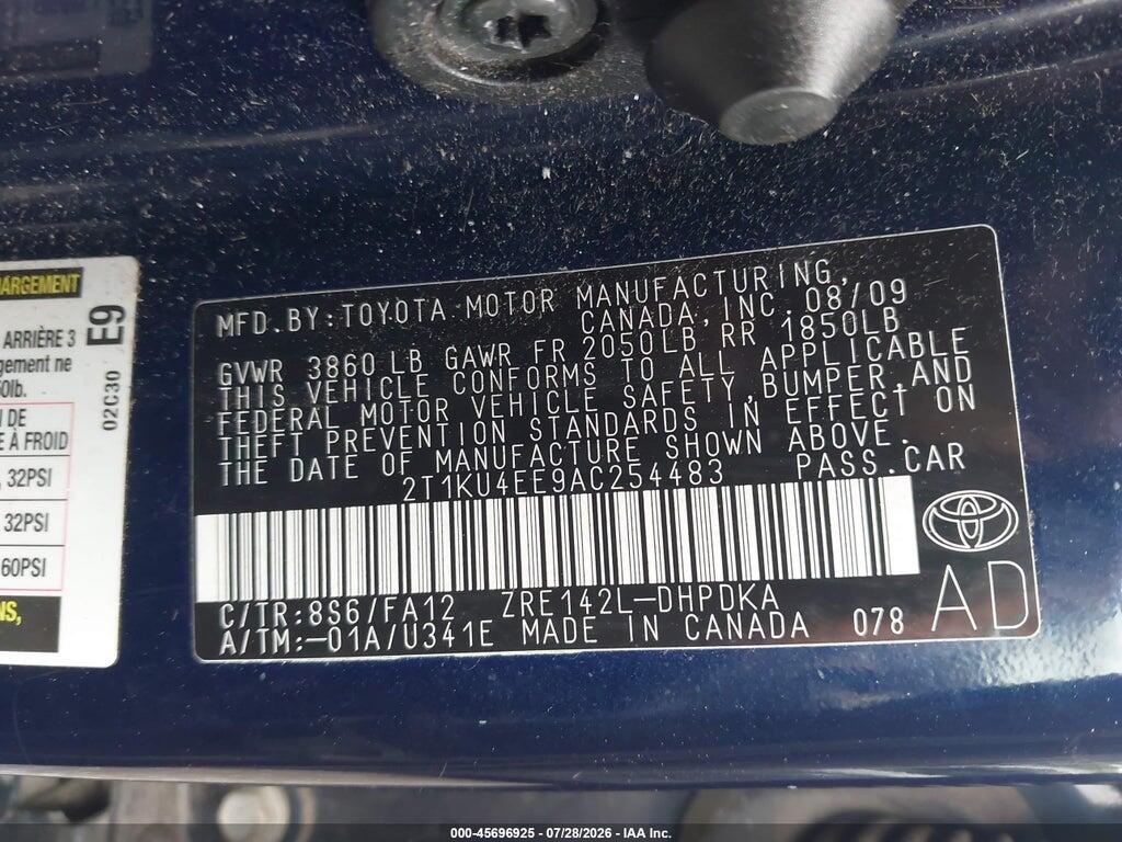 2T1KU4EE9AC254483 2010 TOYOTA MATRIX photo no. 9