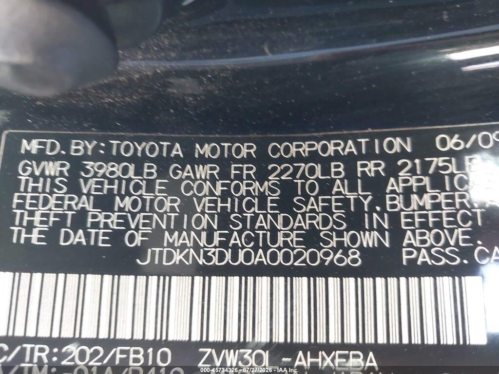 JTDKN3DU0A0020968 2010 TOYOTA PRIUS photo no. 9