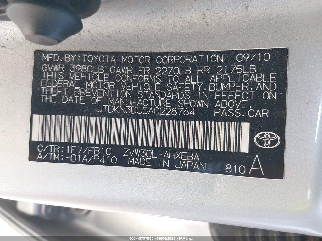 JTDKN3DU5A0228764 2010 TOYOTA PRIUS photo no. 9