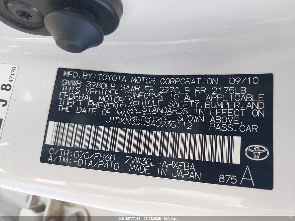 JTDKN3DU8A0235112 2010 TOYOTA PRIUS photo no. 9