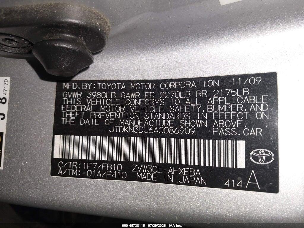 JTDKN3DU6A0086909 2010 TOYOTA PRIUS photo no. 9