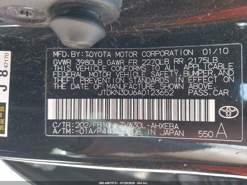 JTDKN3DU6A0123652 2010 TOYOTA PRIUS photo no. 9