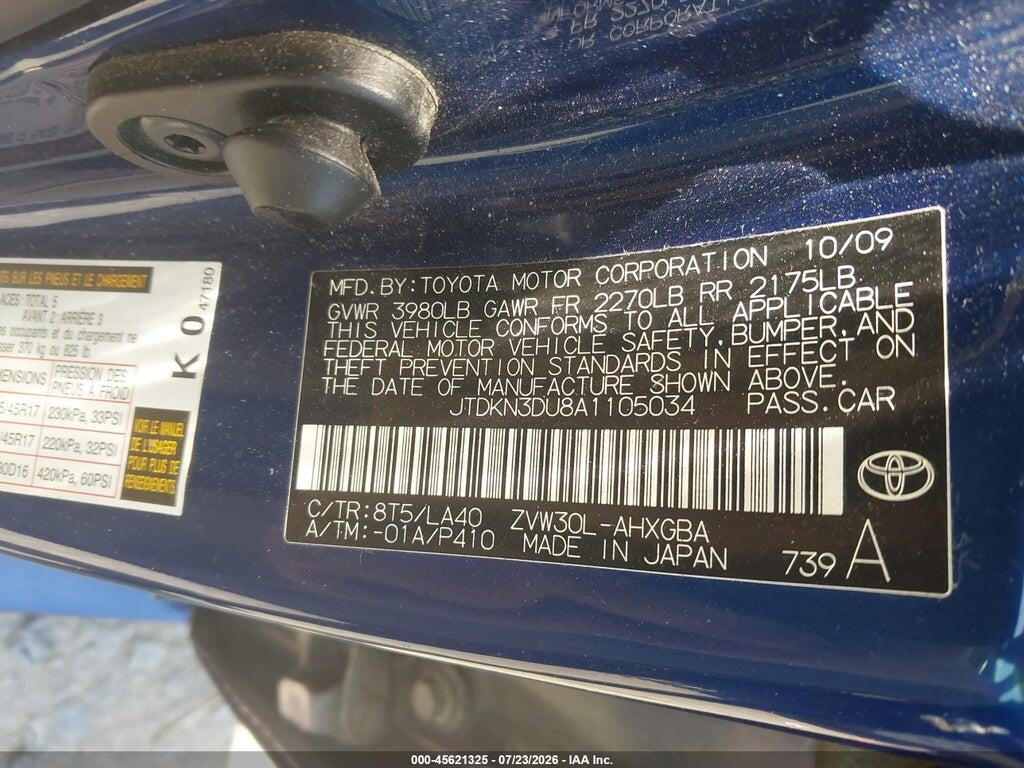 JTDKN3DU8A1105034 2010 TOYOTA PRIUS photo no. 9