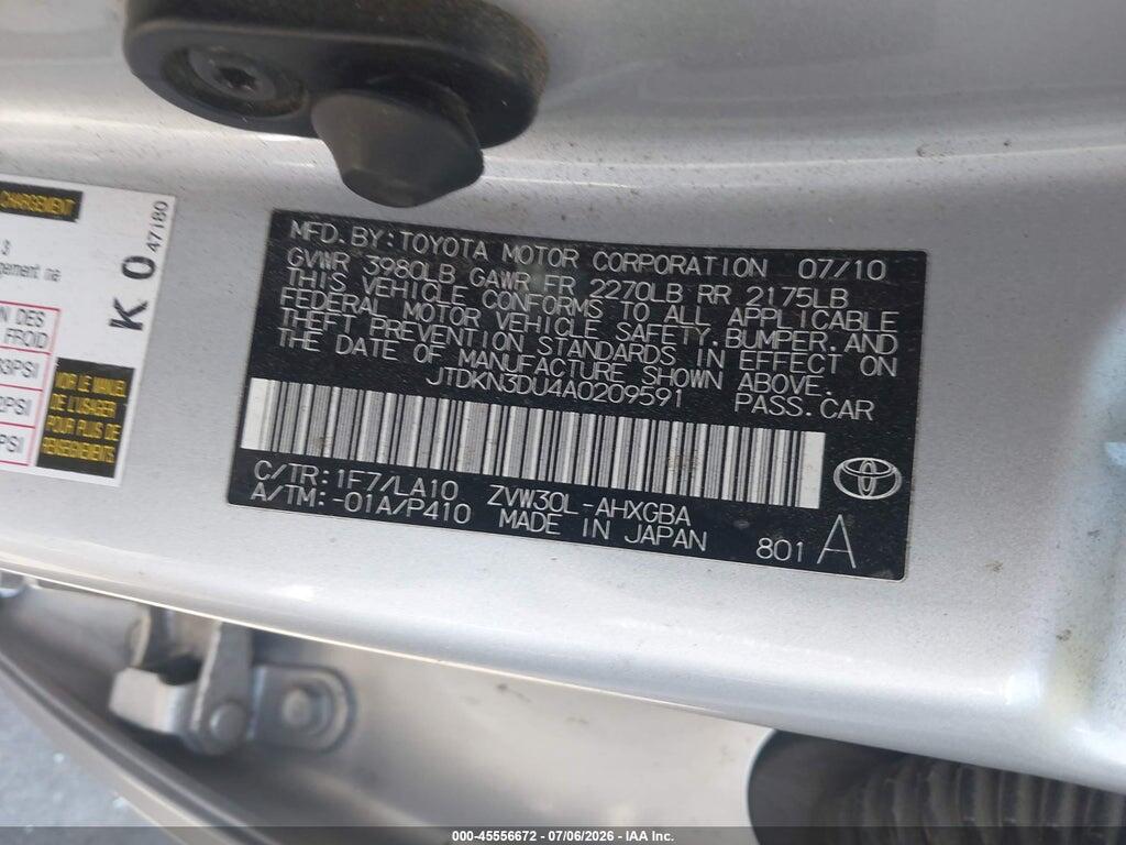 JTDKN3DU4A0209591 2010 TOYOTA PRIUS photo no. 9