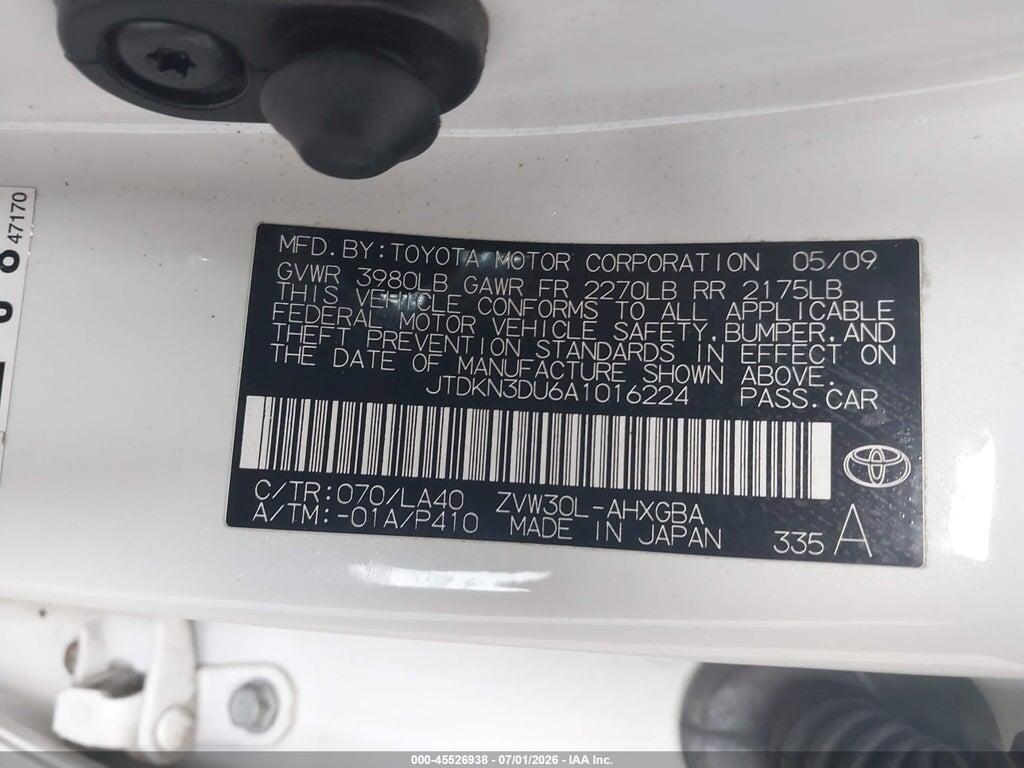 JTDKN3DU6A1016224 2010 TOYOTA PRIUS photo no. 9
