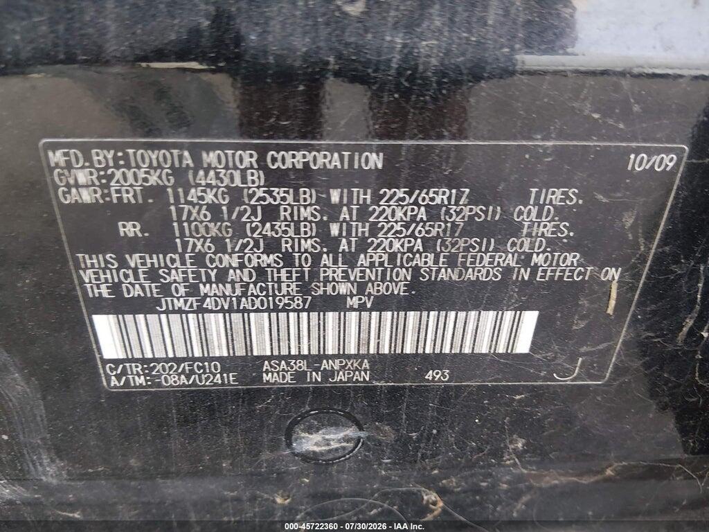 JTMZF4DV1AD019587 2010 TOYOTA RAV4 photo no. 9
