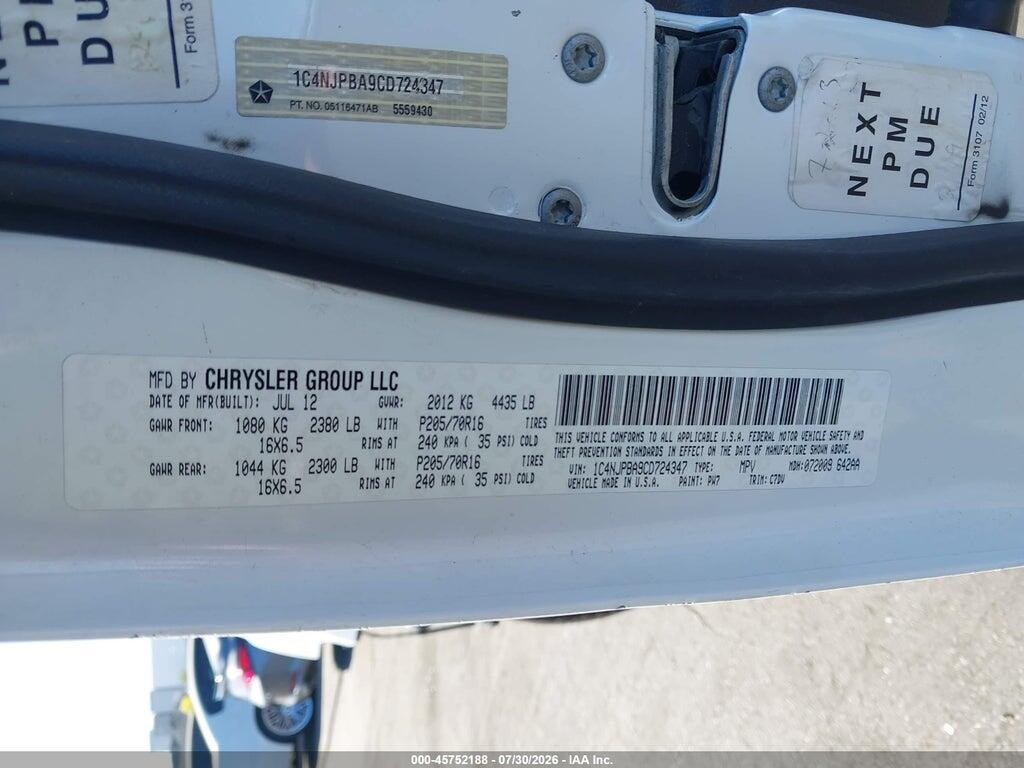 1C4NJPBA9CD724347 2012 JEEP PATRIOT photo no. 9