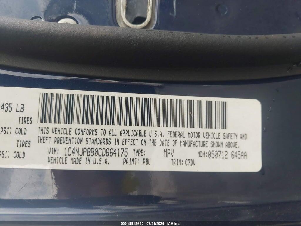 1C4NJPBB0CD664175 2012 JEEP PATRIOT photo no. 9